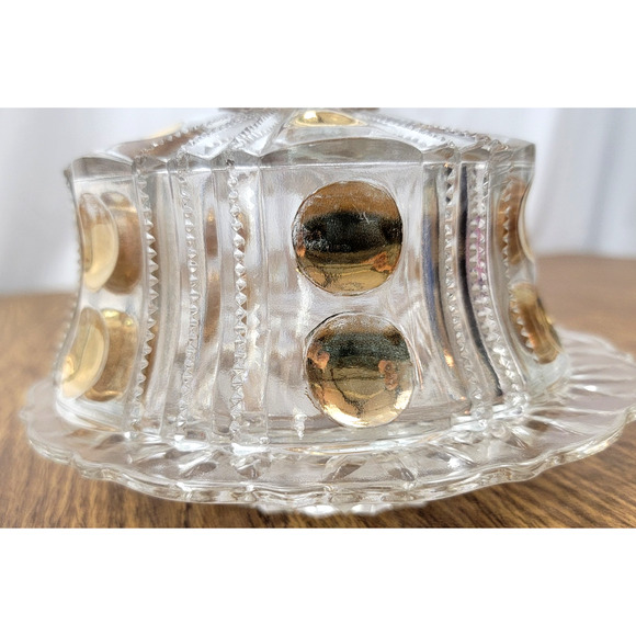 Antique Famous Gold by Co-Operative Flint EAPG Clear Butter Cover Dish 1880S - Picture 8 of 12
